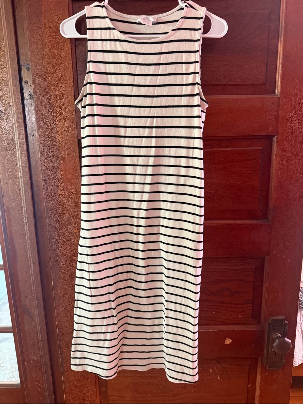 Cynthia Rowley Black and White Striped Sleeveless Midi Dress